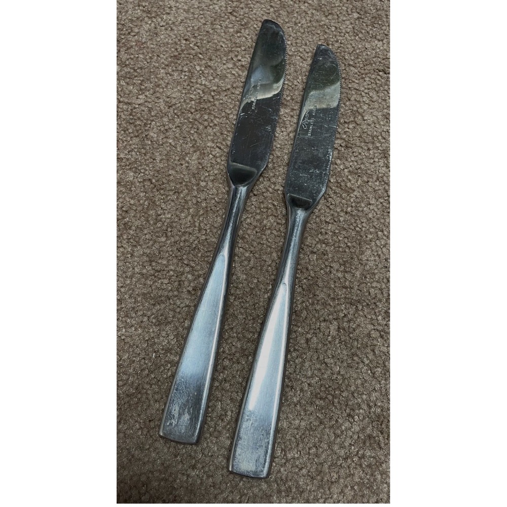 Rogers Co Stainless Steel Flatware 2 Matching Knives Stanley Roberts